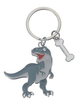 Metalen sleutelhanger van een t-rex dino - 5 cm - Dieren cadeau artikelen - Kinderen