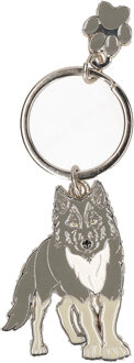 Metalen sleutelhanger van een wolf - 5 cm - Dieren cadeau artikelen - Kinderen