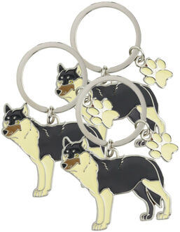 Metalen sleutelhanger van een wolf - 6x stuks - 5 cm - Dieren cadeau artikelen - Kinderen