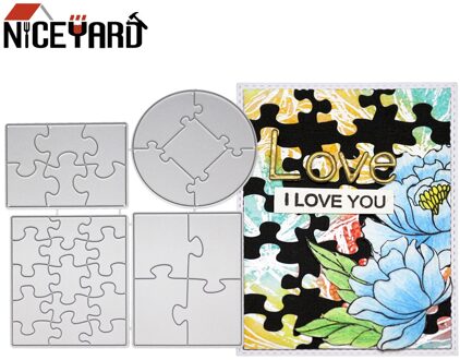 Metalen Stansmessen Puzzel Frames Voor DIY Scrapbooking Card Cut Sterven Mould en Postzegels Maken Album Stencil 4Pcs