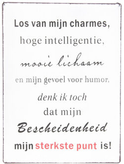 Metalen tekstbord - bescheidenheid