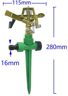 Metalen Tuin Sprinkler Met Nozzle Houder 1/2 3/4 Draad Gazon 360 Graden Verstelbare Roterende Water Nozzle Impuls Sprinkler 16MM