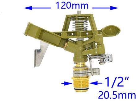 Metalen Tuin Sprinkler Met Nozzle Houder 1/2 3/4 Draad Gazon 360 Graden Verstelbare Roterende Water Nozzle Impuls Sprinkler 1I2 draad