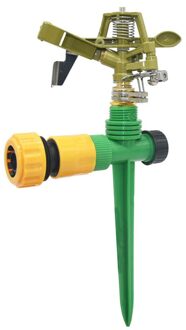 Metalen Tuin Sprinkler Met Nozzle Houder 1/2 3/4 Draad Gazon 360 Graden Verstelbare Roterende Water Nozzle Impuls Sprinkler 3I4 hose
