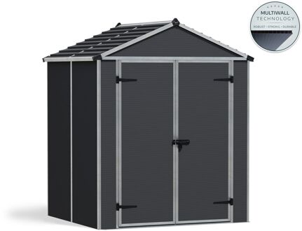 Metalen Tuinhuis Rubicon - Donkergrijs - 154x185cm - Enkele Deur - Met Vloer