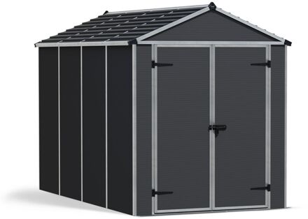 Metalen Tuinhuis Rubicon - Donkergrijs - 185x304cm - Dubbele Deur - Met Vloer