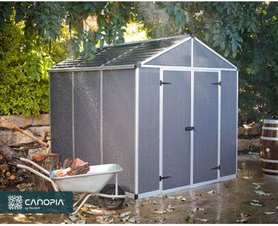 Metalen Tuinhuis Rubicon - Donkergrijs - 237x229cm - Enkele Deur - Met Vloer