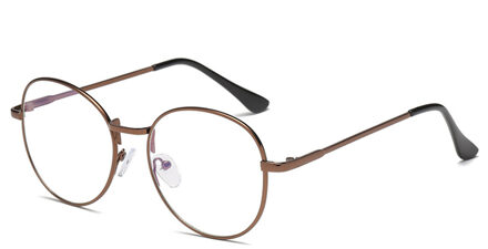 Metalen Unisex Computer Ronde Frame Bril Vrouwen Stralen Straling Brillen Frame Anti Blauw Licht Bril Bruin