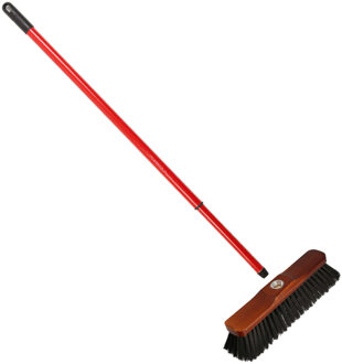 Metalen universele telescoopsteel met houten bezemkop - Bezem Bruin