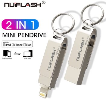 Metalen Usb Flash Drive 128Gb Otg Pen Drive 32Gb 64Gb Usb 3.0 Flash Disk Voor Iphone/ipad/Lightning/Ios/Usb Memory Stick 16GB