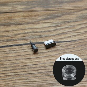Metalen Usb Type-C Opladen Poort Stof Plug 3.5Mm Koptelefoon Poort Stof Plug Stofdicht Cover Cap Jack Charger plug Anti-Stof Plug grijs