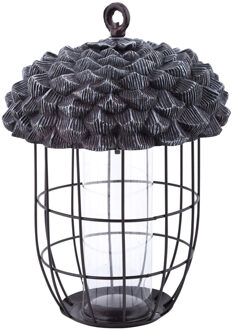 Metalen vogel voedersilo eikel aan hanger 29 cm