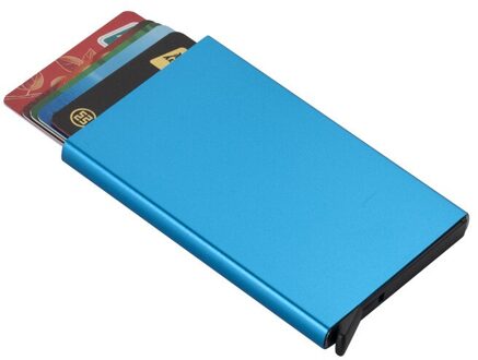 Metalen Vrouwen Mannen Visitekaarthouder Aluminium Houder Metalen Doos Mannen Credit Visitekaartje Case Portemonnee Multicolor Tas Blauw