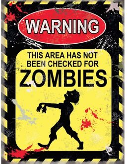 Metalen wand bordje Zombies 15 x 20 cm - Metalen wandbordjes Multikleur