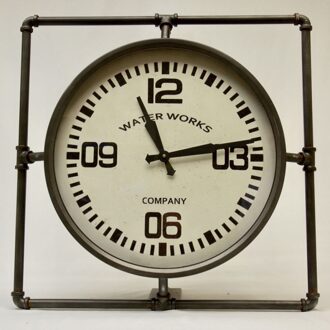 Metalen Wandklok Waterleiding - 63,5xH63,5 cm Grijs