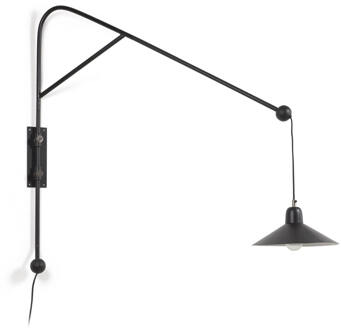 Metalen wandlamp Eleazar met zwarte afwerking