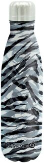 Metalen waterfles met zebraprint Zwart - One size