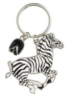 Metalen zebra sleutelhanger 5 cm - Sleutelhangers