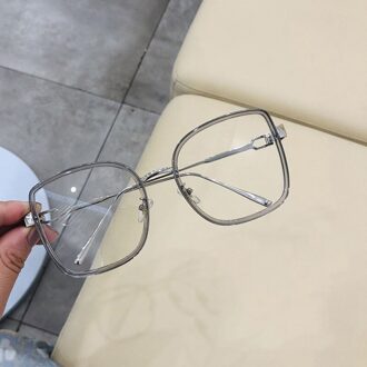Metalen Zwarte Klassieke Vierkante Heldere Glazen Frame Vrouwen Mannen Mode Anti Blauw Licht Bril Clear Lens Optische Lezen Brillen doorzichtig grijs
