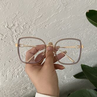 Metalen Zwarte Klassieke Vierkante Heldere Glazen Frame Vrouwen Mannen Mode Anti Blauw Licht Bril Clear Lens Optische Lezen Brillen licht bruin