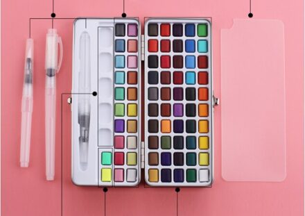 Metallic Aquarel Verf Set 50/72/90 Kleur Solide Aquarel Verf Set Draagbare Parelmoer Kleur 72 kleuren