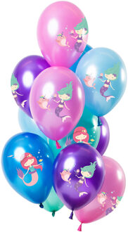 Metallic Ballonnen Set Zeemeermin Premium - 12 Stuks Multikleur - Print