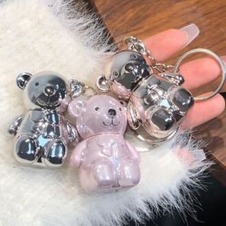 Metallic Bear Keychain Velvet Lip Mud - 6 Colors 04# Pomegranate Red - 1.6g
