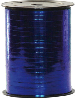 Metallic blauw rol cadeau lint 250 m Donkerblauw