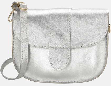metallic crossbody tas zilver