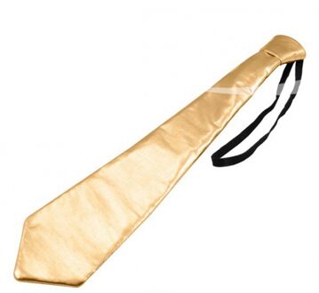 Metallic gouden stropdas - carnaval verkleed artikel - 36 cm Goudkleurig