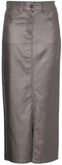 Metallic Look Split Rok b.young , Gray , Dames - Xl,S