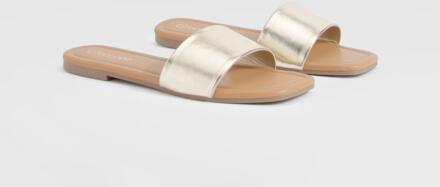 Metallic Minimal Mule Sandals, Gold - 38