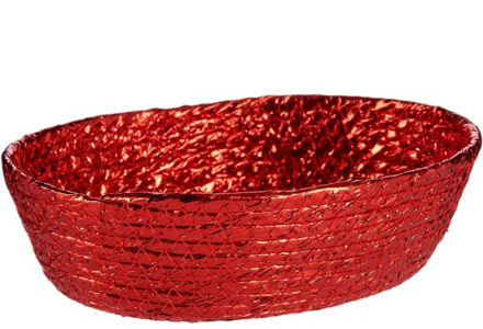 Metallic rood zeegras opslag of brood mandjes 24 x 19 x 8 cm