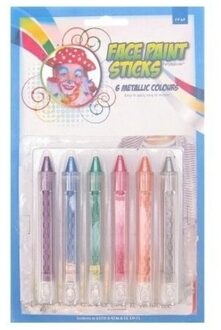 Metallic schminkstiften 6 kleuren Multi