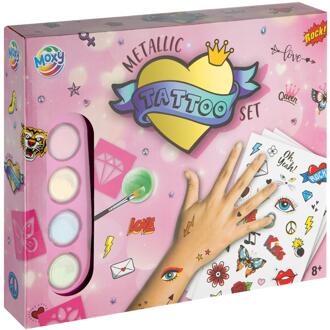 Metallic tattoo set incl. stencils,