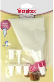 Metaltex Spuitzak 23cm + 6 spuitmondjes wit