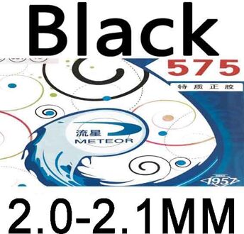 Meteor 575 pips out tafeltennis rubber met spons voor pingpong paddle bat racket zwart 2.0-2.1mm
