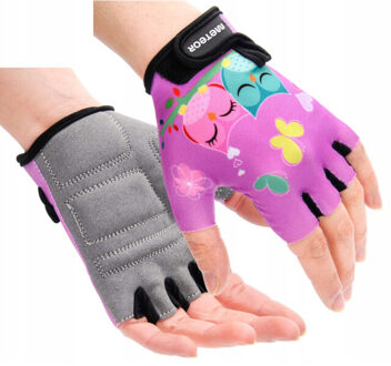 Meteor Kinder/kids uil fietshandschoenen Roze - M