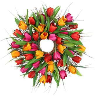 Metermall Kunstmatige Tulp Krans Thuis Deur Opknoping Zomer Decoratieve Guirlande oranje / 40CM