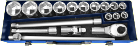 metrische doppenset 3/4" | 18-delig | incl. koffer | E194683 - E194683