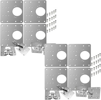 Meubel scharnier reparatieset - 8x stuks - incl. bevestiging - 9 x 9 cm