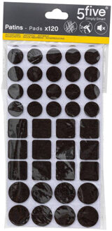 meubel/vloerbeschermers - 120-delig - bruin - zelfklevend - meubelviltjes - Meubelviltjes