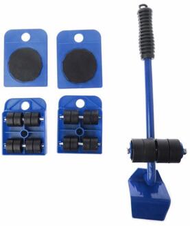 Meubelen Mover Tool Set Meubels Vervoer Lifter Zware Voeders Moving Tool 4 Wielen Mover Roller + 1 Wiel Bar Hand gereedschap Set Blauw
