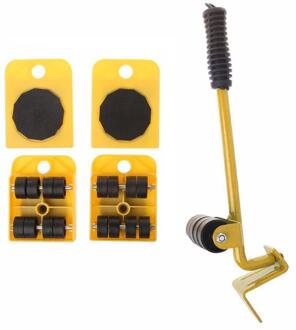 Meubelen Mover Tool Set Meubels Vervoer Lifter Zware Voeders Moving Tool 4 Wielen Mover Roller + 1 Wiel Bar Hand gereedschap Set Geel