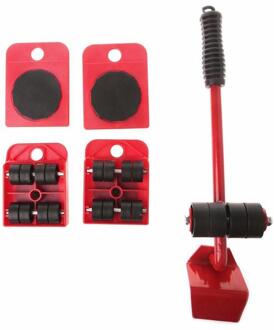 Meubelen Mover Tool Set Meubels Vervoer Lifter Zware Voeders Moving Tool 4 Wielen Mover Roller + 1 Wiel Bar Hand gereedschap Set Rood