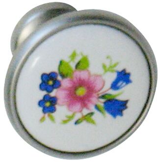 Meubelknop Bouquet - Porselein - Bloemen - 30x25mm - Set Van 2