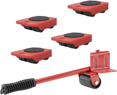 Meubeltransportwielen set - met meubelheffer - Rood