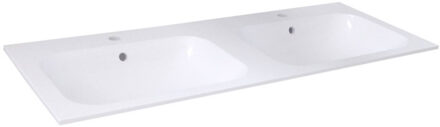 Meubelwastafel Hydra Dubbel Rechthoek 120x47,5x1,2cm Polybeton Glans Wit Zonder Kraangaten Overloop