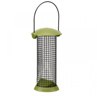 Meuwissen Agro Notensilo - Smart Twist Top - groen/zwart - metaal - 11 x 20 cm - vogel voedersilo voor noten