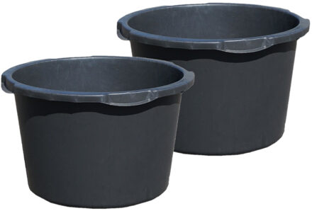Meuwissen Set van 3x stuks flexibele kunststof bakken/emmers/kuipen 45 liter diameter 52 cm zwart